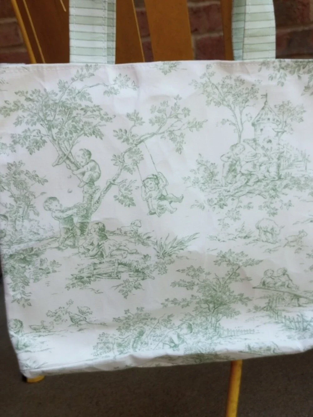 Green Toile Tote /Bag - Picture 4 of 5